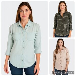 Express Boyfriend Button-Up Bundle 3 Long Sleeve Shirts - Size Small